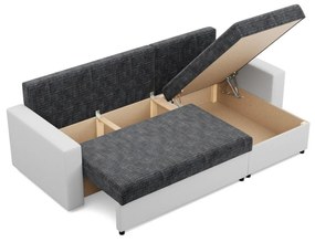 Rohová rozkladacia sedacia súprava LUNA Sivá/biela I
