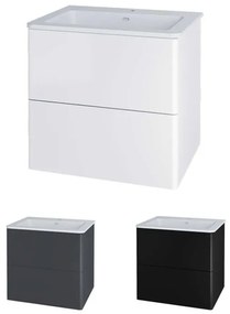 Mereo, Siena, kúpeľňová skrinka s umývadlom z liateho mramoru 61 cm, biela , antracit , čierna, MER-CN410M