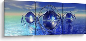 Obraz abstrakcie - voda (s hodinami) (90x30 cm)