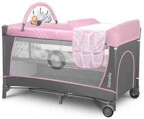 Lionelo - Cestovná postieľka FLOWER Flamingo