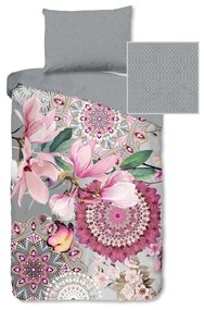 Ružovo-sivé flanelové obliečky na jednolôžko 140x200 cm – HIP