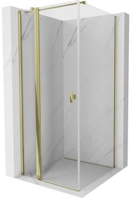 Mexen Mist T, sprchový kút s krídlovými dverami, 95 x 95 cm, 8mm číre sklo, zlatý lesklý profil, 8A4T-095-095-50-00