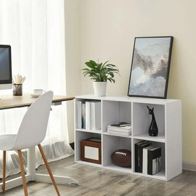 VASAGLE Knižnica so 6 priehradkami biela LBC203D