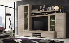 Obývacia stena Boom, dub sonoma, s osvetlením