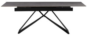 Tempo Kondela Jedálenský rozkladací stôl, betón/čierna, 160-200x90 cm, MAJED