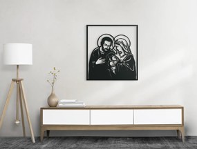 drevko Vyrezávaný obraz Svätá rodina Rozmer obrazu: 32,5 x 30 cm, Farba dekorácie: Čierna