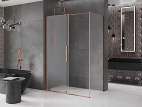 Mexen Velar, sprchový kút s posuvnými dverami 150 x 85 cm, 8mm sklo námraza, ružové zlato, 871-150-085-31-55