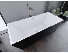 Mexen Lita, voľne stojaca vaňa 170 x 75 cm, biela-čierna, brúsená oceľ prepad, 52121707575-97