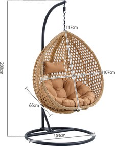 Skládací závěsné houpací křeslo Houseland Lisso XL světle hnědé