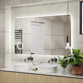 Erga Myra, LED zrkadlo 140x80 cm s kozmetickým zrkadlom 3x zväčšenie, 5082 lm, 3 farby svetla, zadné osvetlenie, ERG-V01-MYRA-1480-00