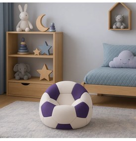 Sedací vak futbalová lopta malá bielofialová EMI