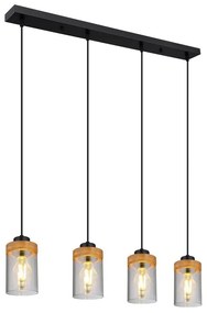 Globo 15557-4H - Luster na lanku FINCA 4xE27/40W/230V kov/drevo
