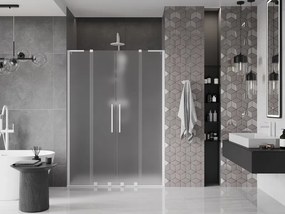 Mexen Velar L Duo, posuvné sprchové dvere do otvoru 150 cm, 8mm sklo námraza, biela matná, 871-150-003-32-20