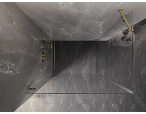 Mexen Lunar-B, výklopný sprchový kút ľavý 90 x 80 cm, 8mm číre sklo, zlatý kartáčovaný - 832-090-080-55-00-L