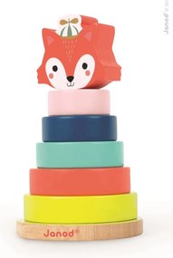 Drevená stohovacia pyramída s líškou