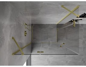 Mexen Mist-H Duo, 2-krídlový výklopný sprchový kút 85 x 75 cm, číre sklo, zlatý matný profil, 8A5-085L-075P-55-00