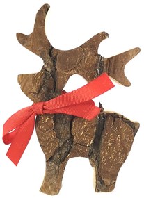 AMADEA Drevený jeleň s kôrou, masívne drevo, výška 8 cm