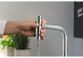 HANSGROHE Metris Select M71 2-otvorová páková drezová batéria s vyťažiteľnou sprškou s prepínaním, 2jet, výška výtoku 208 mm, chróm, 73819000