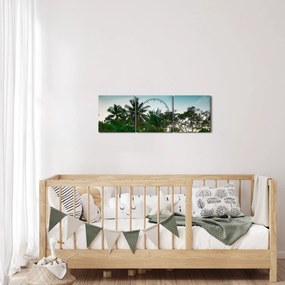 Obraz - palmy (s hodinami) (90x30 cm)