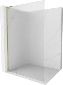 Mexen Kioto L, sprchová zástena Walk-In 110 x 200 cm, 8mm sklo s rebrovým vzorom, zlatý matný profil, 800-110-103-55-09