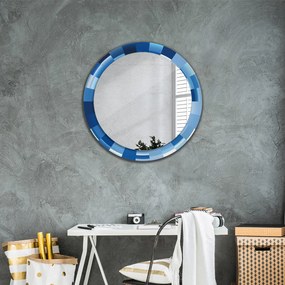 Okrúhle ozdobné zrkadlo Modrý abstrakt fi 80 cm