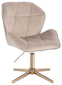 LuxuryForm DESIGN Stolička MILANO MAX VELUR na zlatom kríži - latte