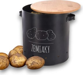 Orion Dóza na zemiaky, plech/bambus pr. 22,5 cm, BLACK SK
