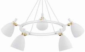Argon 2117 - Luster na tyči CHARLOTTE 5xE27/15W/230V biela/zlatá