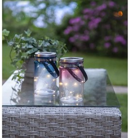 Vonkajší solárny lampáš Star Trading Tint Lantern Blue, výška 15 cm