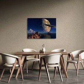 Sklenený obraz - Prílet mimozemšťanov (70x50 cm)