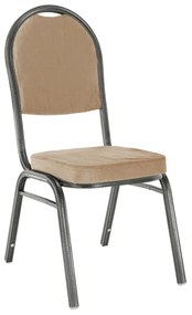 Stolička, stohovateľná, látka béžová/rám sivý, JEFF 2 NEW