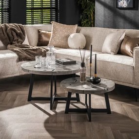 Konferenčný stôl 30-40 Grey 2-set Ø80 a Ø60cm Drevo Teak - Komfort-nábytok