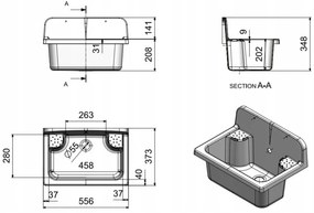Gamma Manta, univerzálna plastová výlevka 55,6x37,3x34,8 cm + sifón, 1-komorová, biela, GMA-KGR56-WH