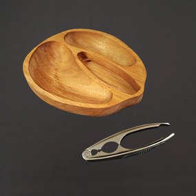 AMADEA Drevená miska v tvare orecha s luskáčikom, masívne drevo gabon, 23x28x4, 5 cm