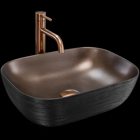 Rea Belinda, umývadlo na dosku 465x330x135 mm, medená matná-čierna štruktúra, REA-U6384