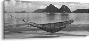 Obraz - Hojdacia sieť na pláži (120x50 cm)