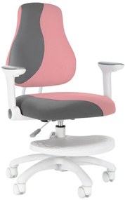 Detská rastúca stolička Neoseat KINDER WHITE PLUS — látka, šedá / svetlo ružová