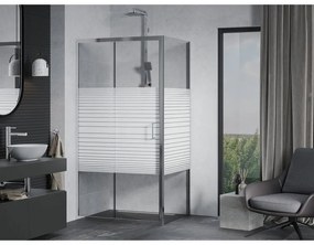 Mexen Apia, sprchový kút s posuvnými dverami 105 (dvere) x 100 (stena) cm, 6mm číre-pásy sklo, chrómový profil, 840-105-100-01-20