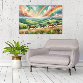 Obraz – Kone cválajúce krajinou (90x60 cm)