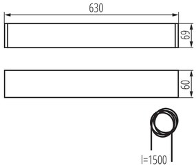 KANLUX Závesné moderné svietidlo AMADEUS, 1xT8, G13, 18W, 63x150x7cm, čierne, matný difúzor