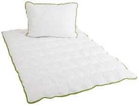 Celoročná prešívaná prikrývka 140x200 cm s vankúšom BELLA ALOE VERA 70x90 cm, biela