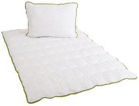 Celoročná prešívaná prikrývka 140x200 cm s vankúšom BELLA ALOE VERA 70x90 cm, biela