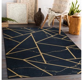 Dywany Łuszczów, Kusový koberec ANDRE Marble 1222, 160x220, čierna, chodba / predsieň