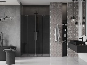 Mexen Velar Duo, posuvné sprchové dvere do otvoru 140 cm, 8mm šedé sklo, brúsený grafit, 871-140-000-42-95