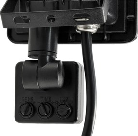 LED reflektor 10W 900lm so senzorom pohybu, súmrakový reflektor IP65