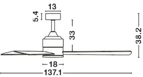 Stropný ventilátor Axel 137 čierny s diaľkovým ovládaním