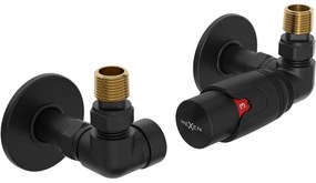 Mexen G00, axiálny ventil G1/2" s okrúhlymi krytkami a termostatickou hlavicou M30x1,5 mm, čierna matná, W903-900-904-70