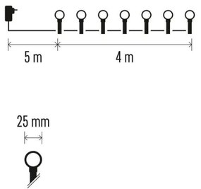 LED Vianočná vonkajšia reťaz 40xLED/9m IP44 ružová