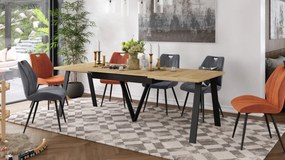 AVERY Dub Craft / čierna spodná časť - LOFTOVÝ / PRIEMYSELNÝ STÔL DO OBÝVAČKY/ JEDÁLNE ROZKLADACÍ DO 290 cm!