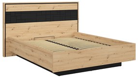 Manželská posteľ 160 cm BRW Pont LOZ/160 (s roštom) (dub artisan + čierna matná). Akcia -18%. Vlastná spoľahlivá doprava až k Vám domov. 1063045
